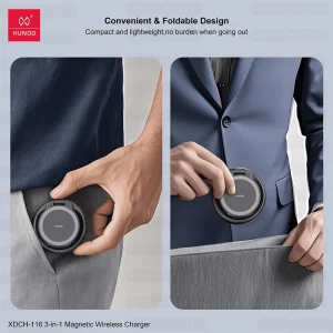 Xundd XDCH-116 3-in-1 Wireless Charger With Foldable Design For iPhone, Apple Watch, and AirPods - Image 4